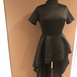 Black mock neck asymmetric top